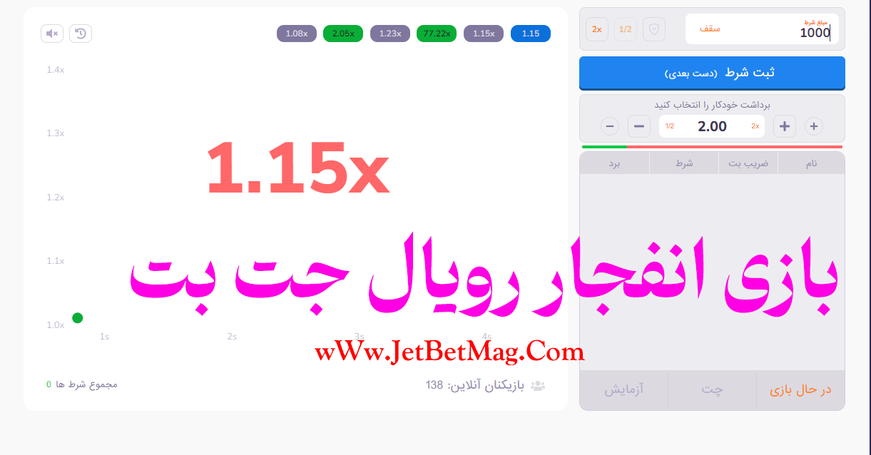 بازی انفجار رویال در جت بت